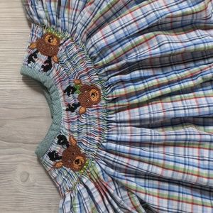 Stellybelly 18 months reindeer smock dress embroidered ruffle end sleeve…